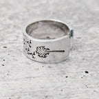 Dandelion Wish Ring – Hand Stamped Sterling Silver Open Band Finger Rings La Vie Bien Dandelion Wish Ring – Hand Stamped Sterling Silver Open Band