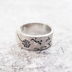 Dandelion Wish Ring – Hand Stamped Sterling Silver Open Band Finger Rings La Vie Bien Dandelion Wish Ring – Hand Stamped Sterling Silver Open Band