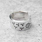 Dandelion Wish Ring – Hand Stamped Sterling Silver Open Band Finger Rings La Vie Bien Dandelion Wish Ring – Hand Stamped Sterling Silver Open Band
