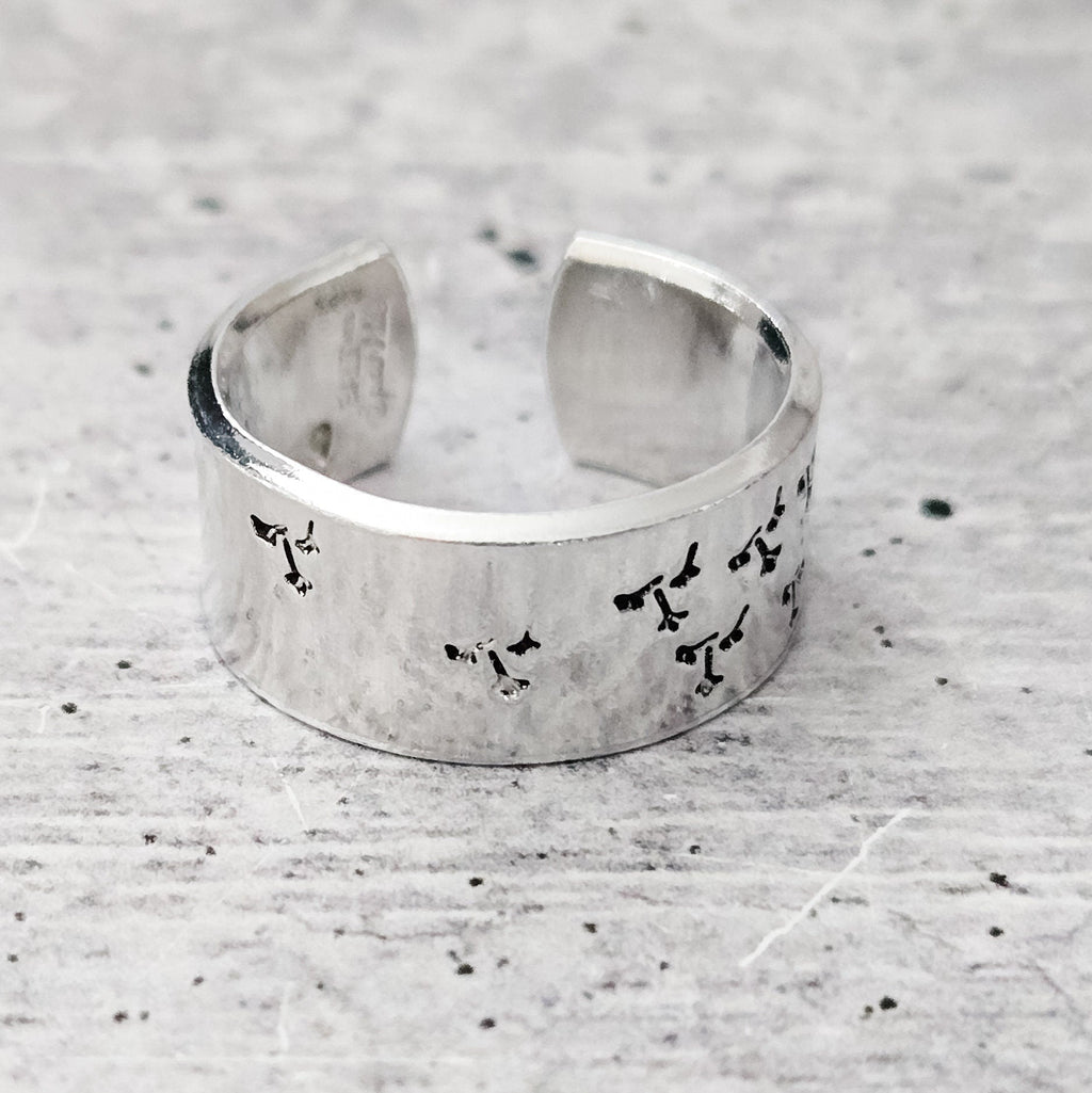 Dandelion Wish Ring – Hand Stamped Sterling Silver Open Band Finger Rings La Vie Bien Dandelion Wish Ring – Hand Stamped Sterling Silver Open Band