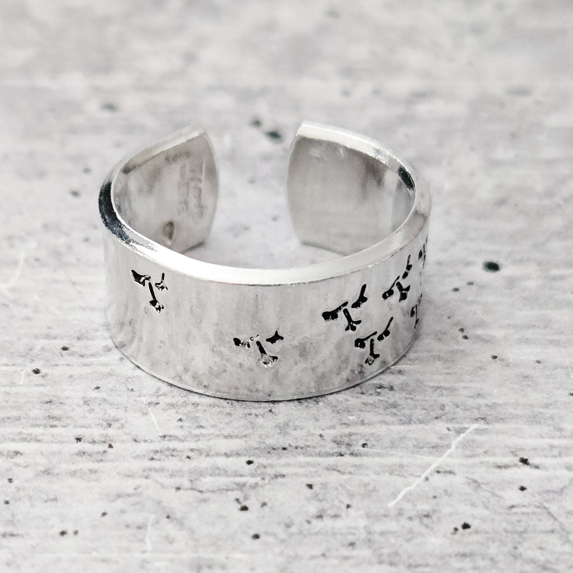 Dandelion Wish Ring – Hand Stamped Sterling Silver Open Band Finger Rings La Vie Bien Dandelion Wish Ring – Hand Stamped Sterling Silver Open Band