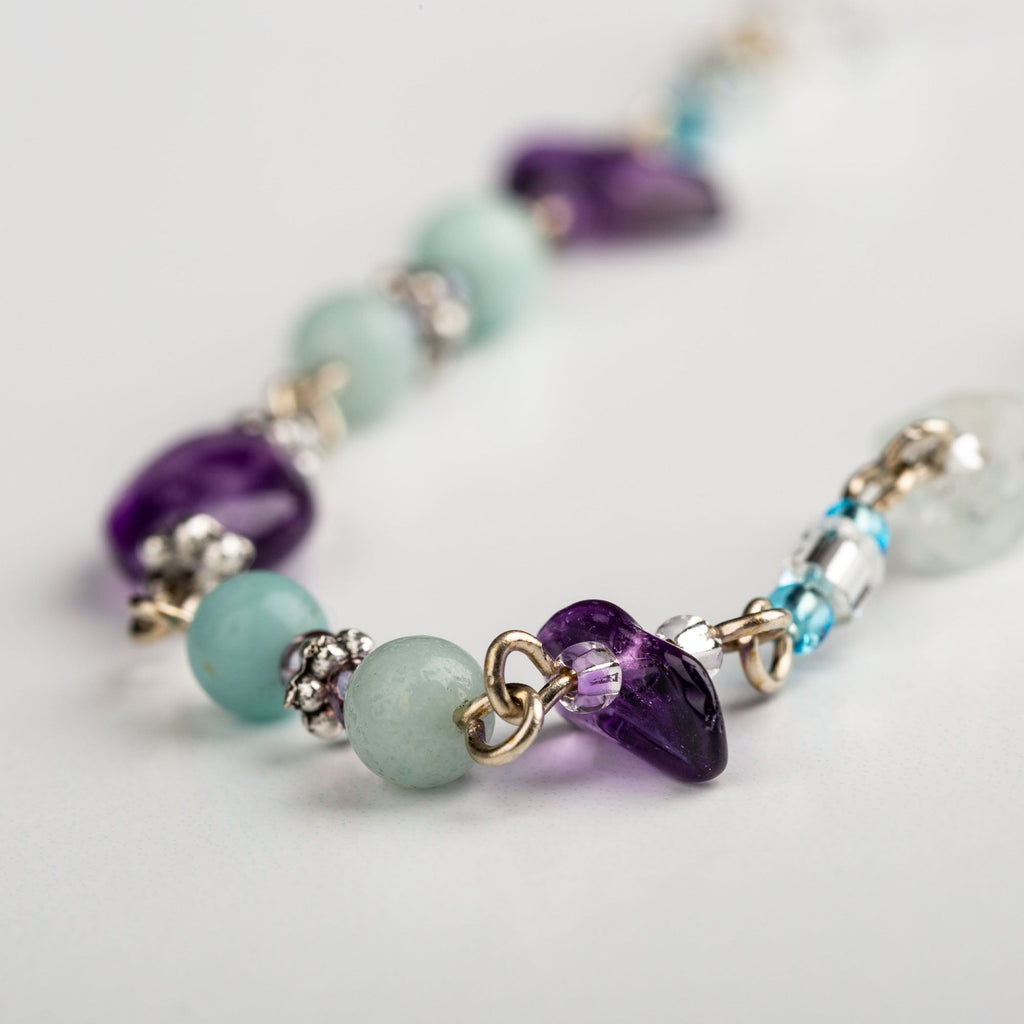 Dangling Gemstones Hand Beaded Anklet Anklets - Fine La Vie Bien Dangling Gemstones Hand Beaded Anklet