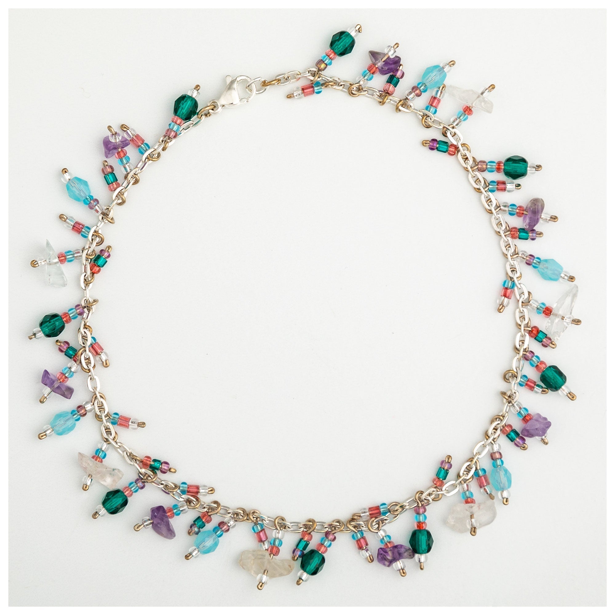Dangling Gemstones Hand Beaded Anklet Anklets - Fine La Vie Bien Dangling Gemstones Hand Beaded Anklet