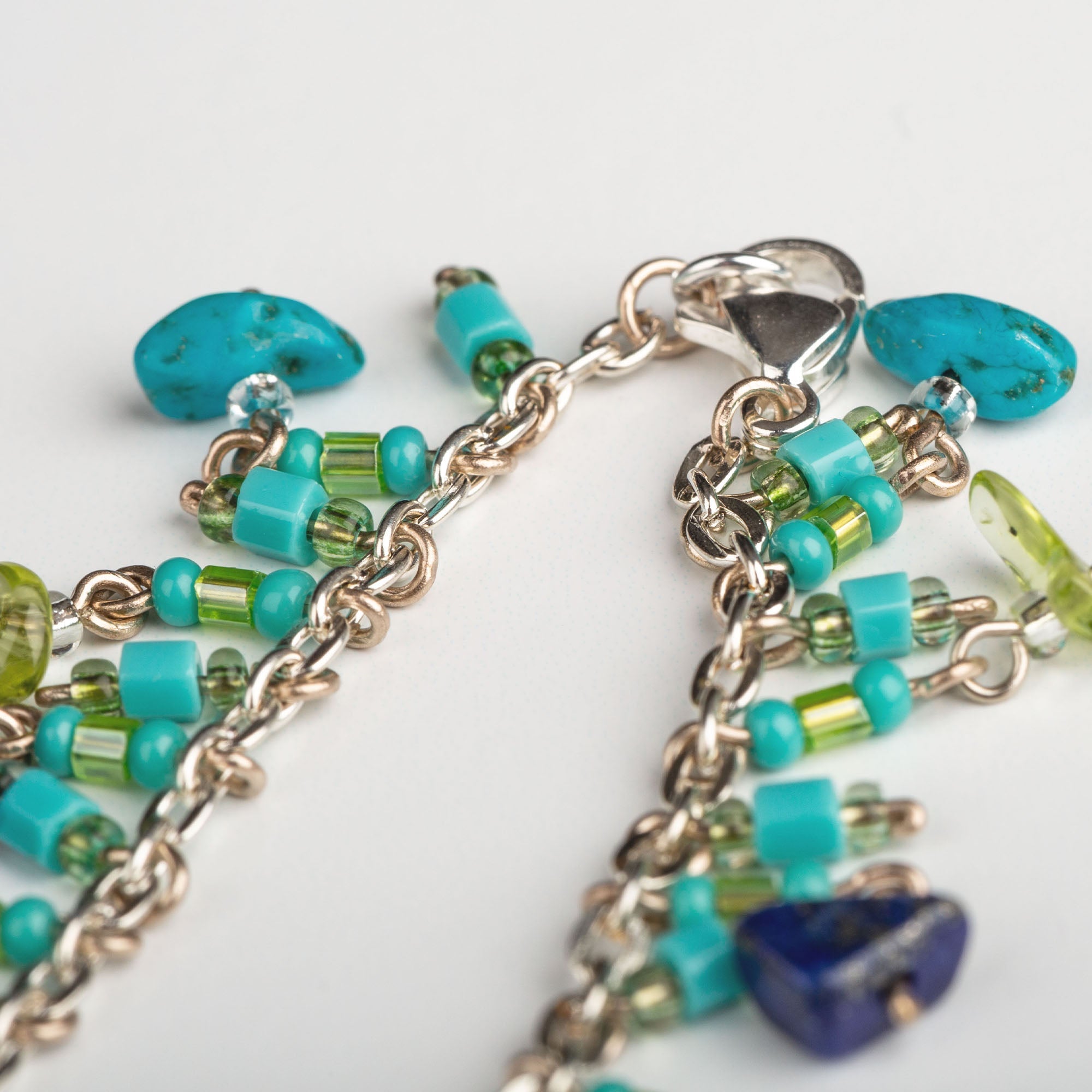 Dangling Gemstones Hand Beaded Anklet Anklets - Fine La Vie Bien Dangling Gemstones Hand Beaded Anklet