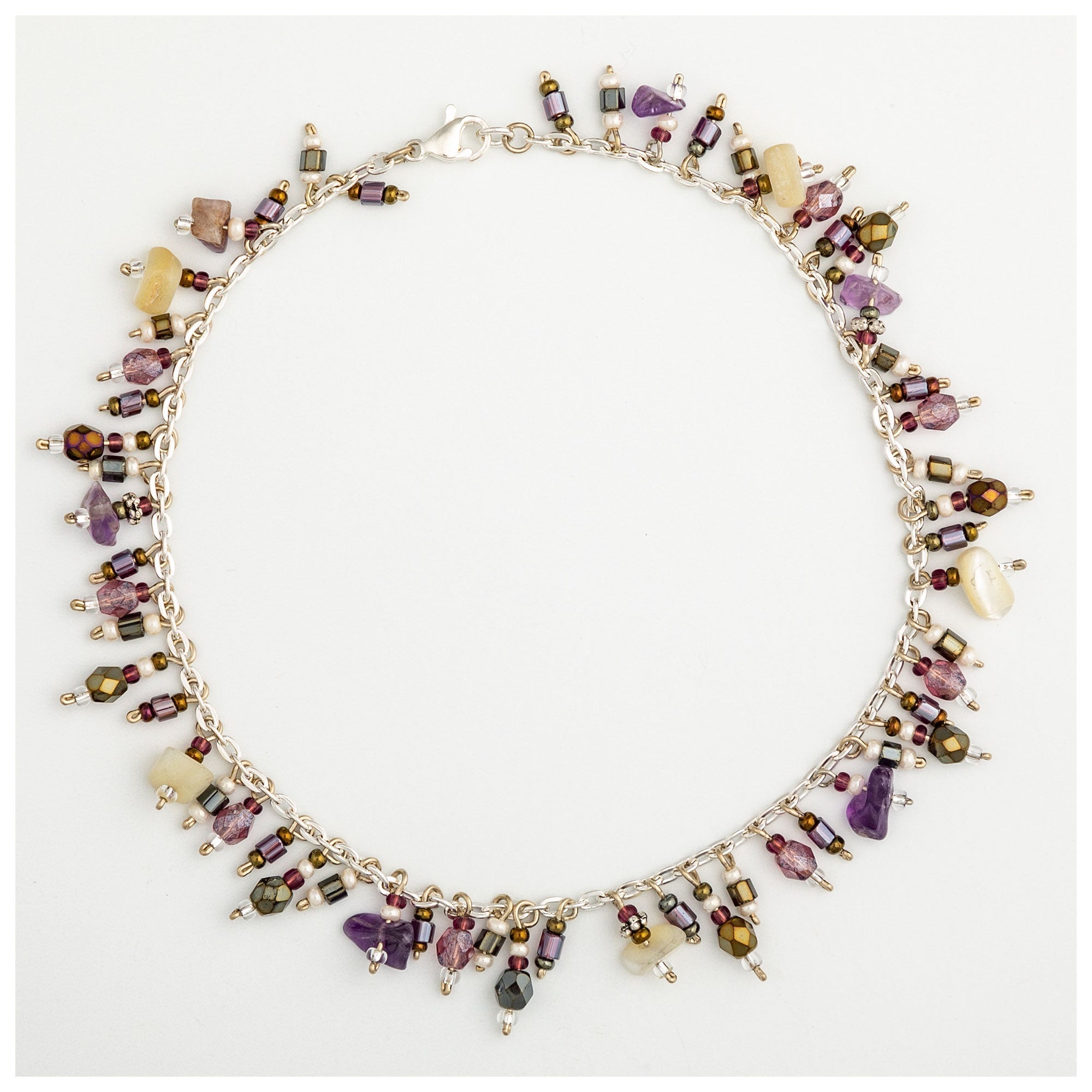 Dangling Gemstones Hand Beaded Anklet Anklets - Fine La Vie Bien Dangling Gemstones Hand Beaded Anklet