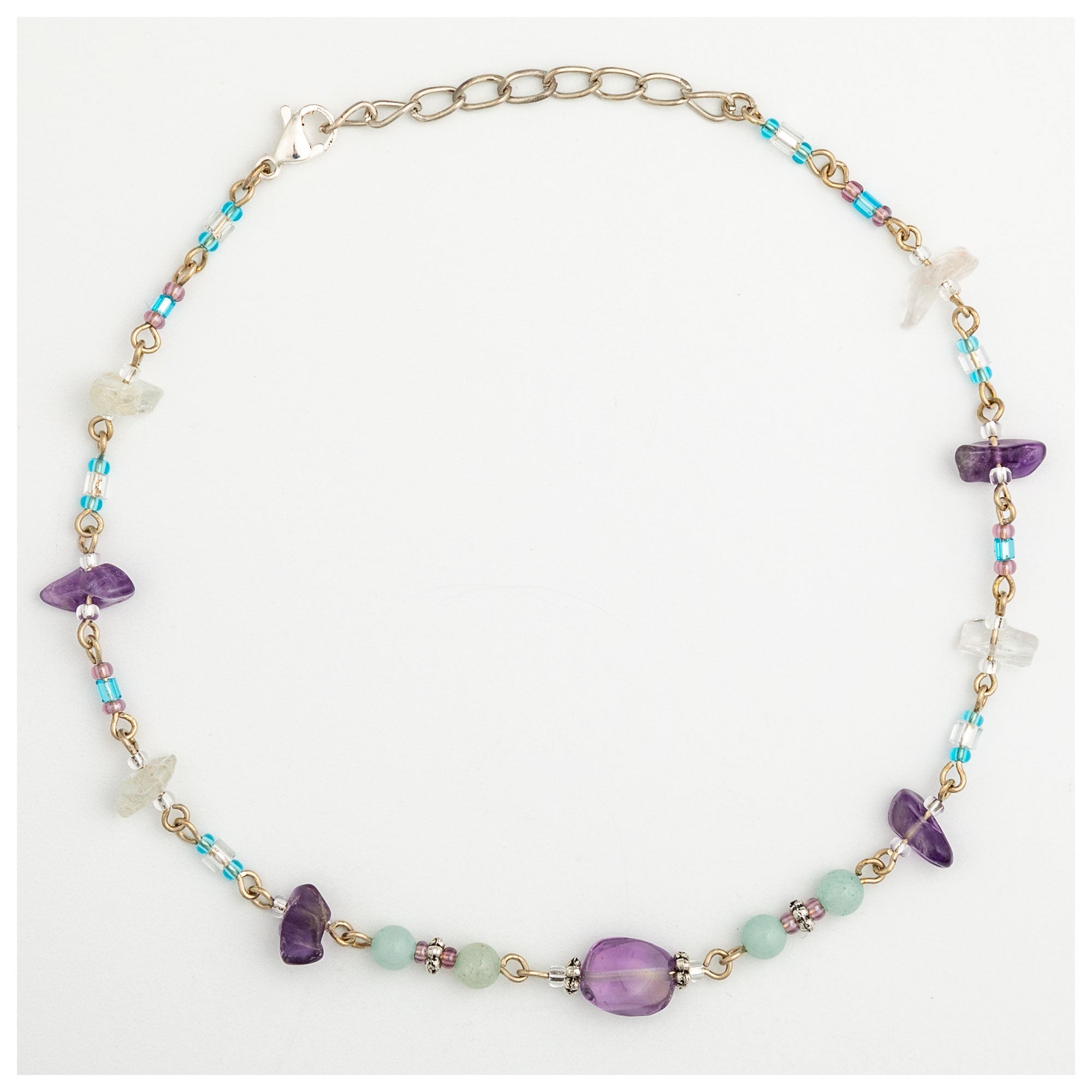 Dangling Gemstones Hand Beaded Anklet Anklets - Fine La Vie Bien Dangling Gemstones Hand Beaded Anklet