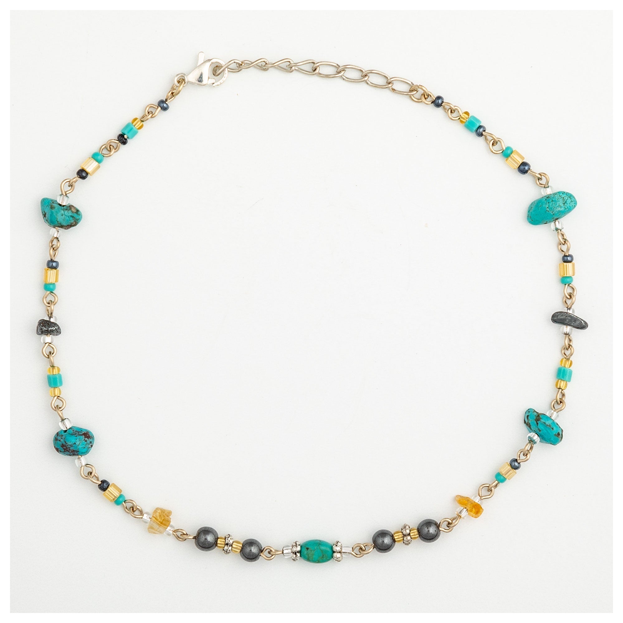 Dangling Gemstones Hand Beaded Anklet Anklets - Fine La Vie Bien Dangling Gemstones Hand Beaded Anklet