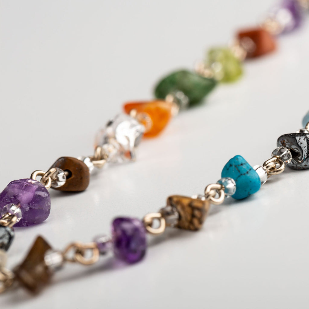 Dangling Gemstones Hand Beaded Anklet Anklets - Fine La Vie Bien Dangling Gemstones Hand Beaded Anklet