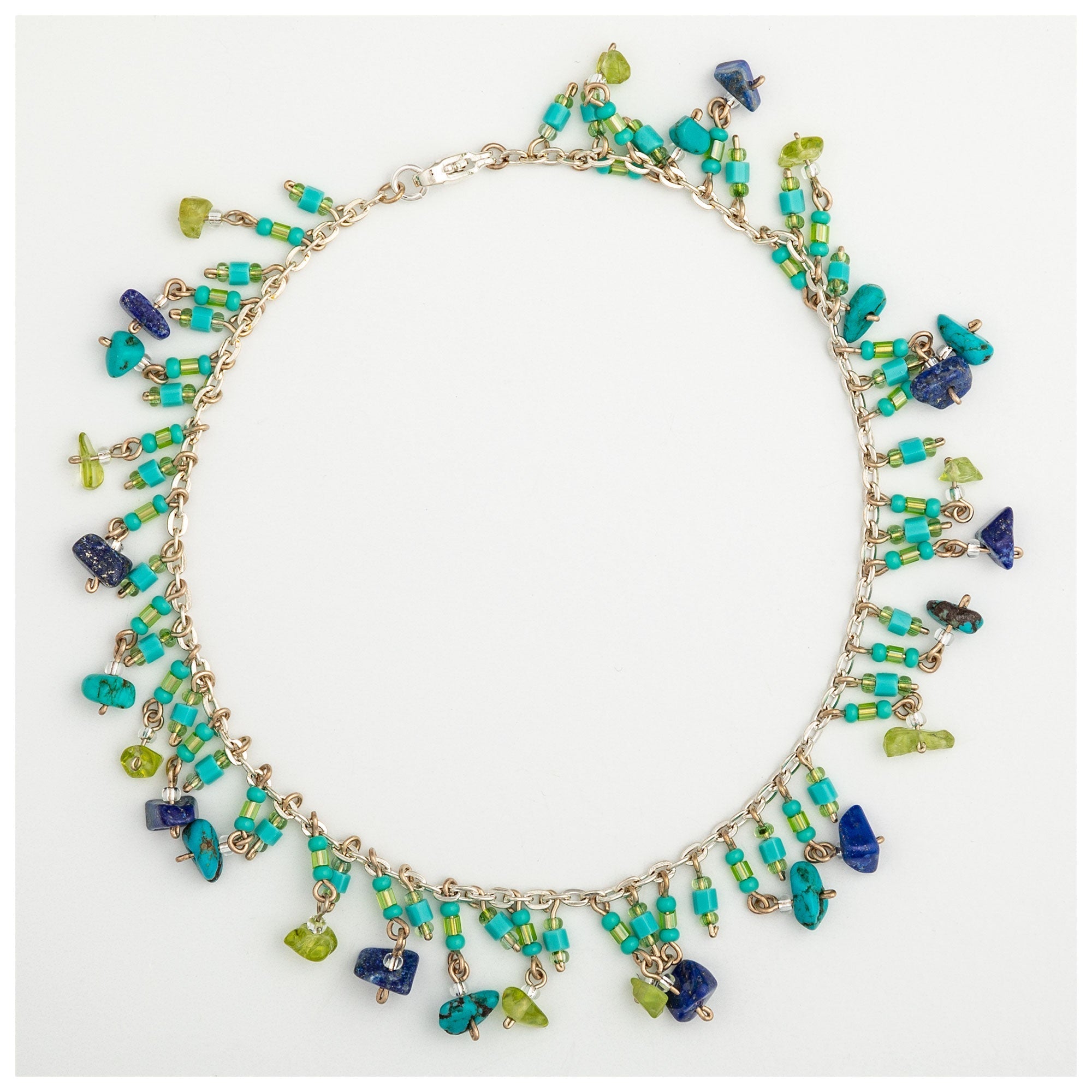 Dangling Gemstones Hand Beaded Anklet Anklets - Fine La Vie Bien Dangling Gemstones Hand Beaded Anklet