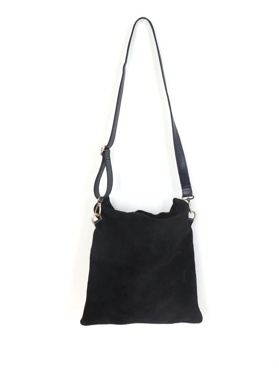 Daring Black Suede Crossbody Clutch Purse by Fair Anita