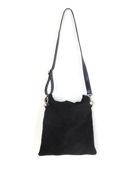 Daring Black Suede Crossbody Clutch Purse by Fair Anita