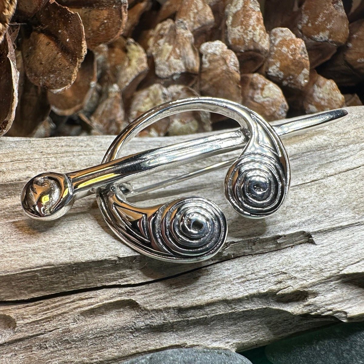 Darini Celtic Spiral Brooch in Sterling Silver Brooch La Vie Bien Darini Celtic Spiral Brooch in Sterling Silver