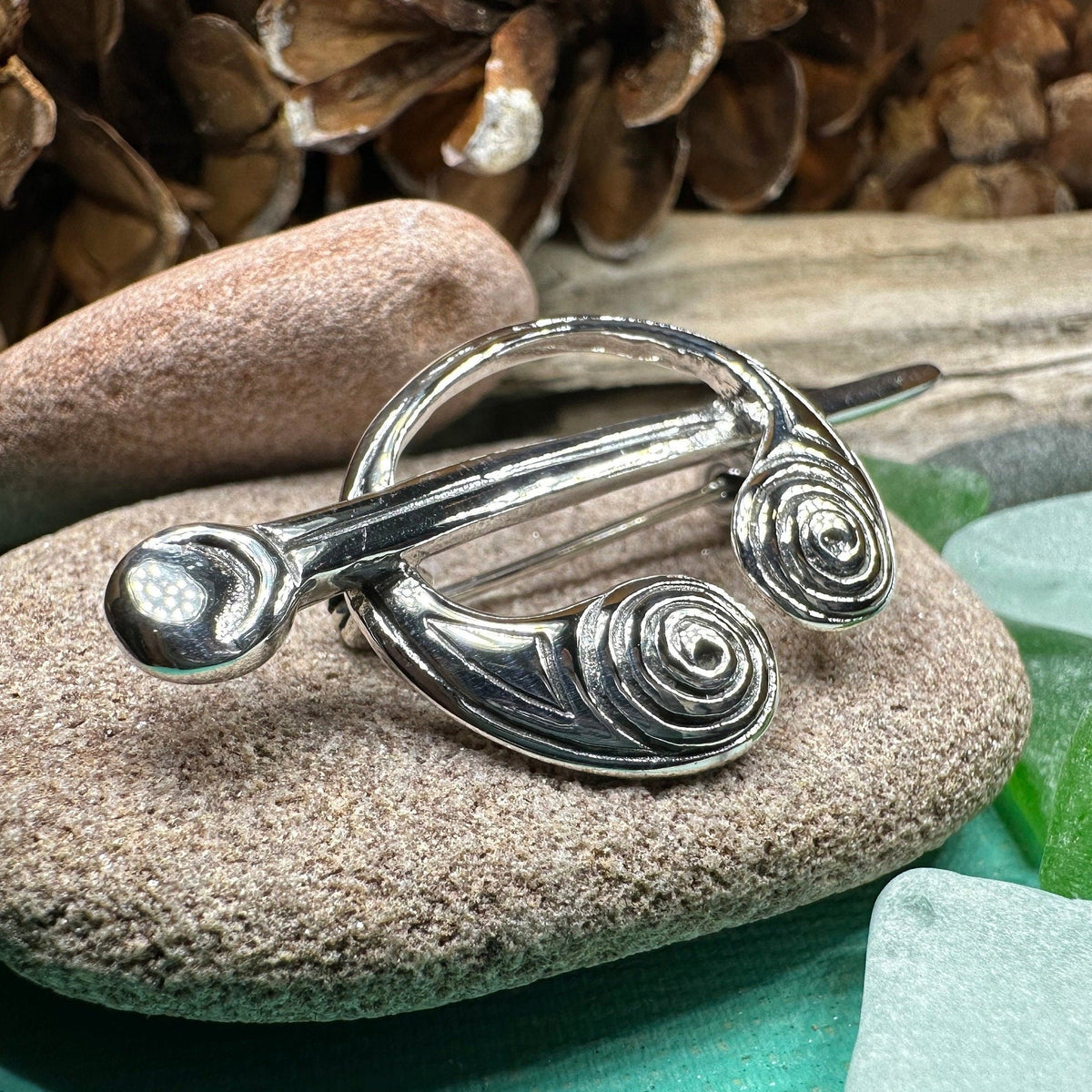 Darini Celtic Spiral Brooch in Sterling Silver Brooch La Vie Bien Darini Celtic Spiral Brooch in Sterling Silver