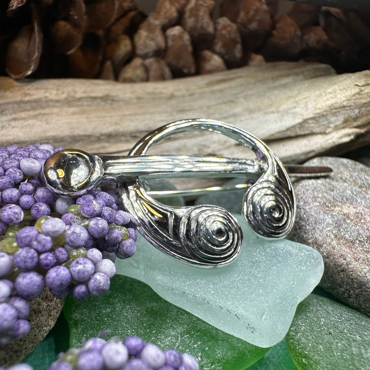 Darini Celtic Spiral Brooch in Sterling Silver Brooch La Vie Bien Darini Celtic Spiral Brooch in Sterling Silver
