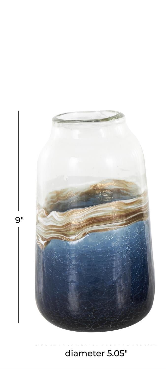 Dark Blue Glass Abstract Textured Swirl Decorative Vase Vases La Vie Bien Dark Blue Glass Abstract Textured Swirl Decorative Vase