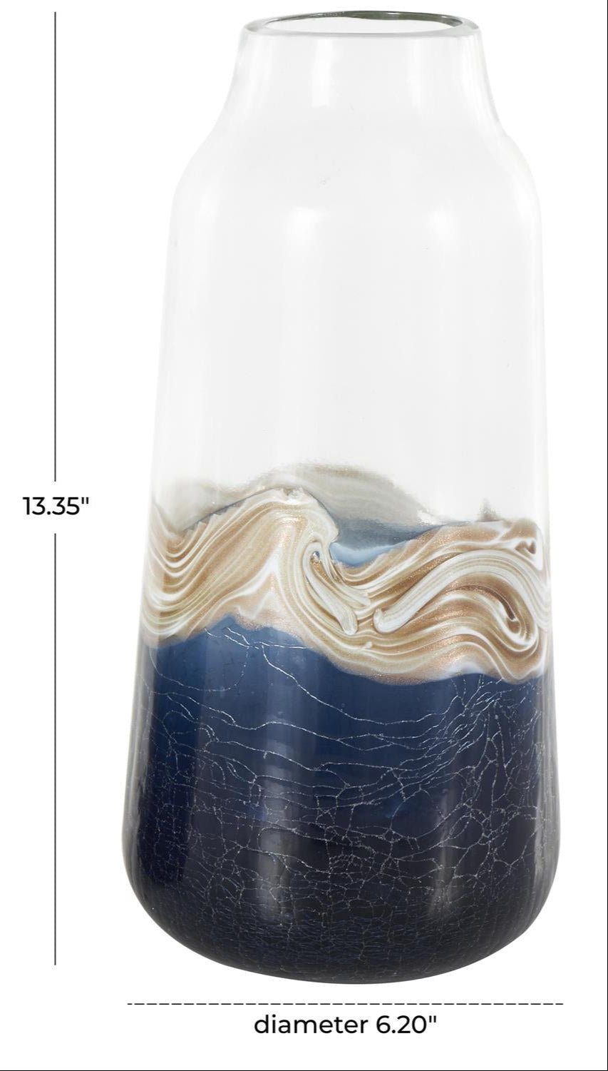 Dark Blue Glass Abstract Textured Swirl Decorative Vase Vases La Vie Bien Dark Blue Glass Abstract Textured Swirl Decorative Vase