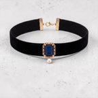 Dark Blue Square Stone Choker Necklace La Vie Bien Dark Blue Square Stone Choker