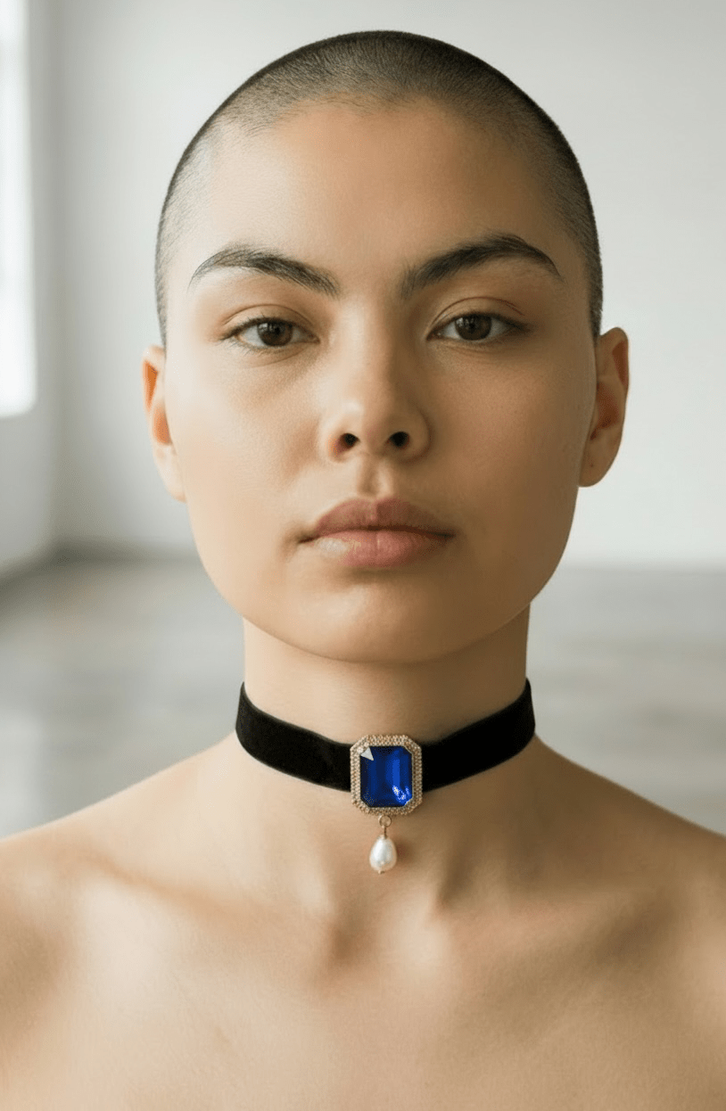 Dark Blue Square Stone Choker Necklace La Vie Bien Dark Blue Square Stone Choker