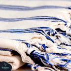 Dark Blue Striped Handwoven Turkish Towel by Kalkedon Towels