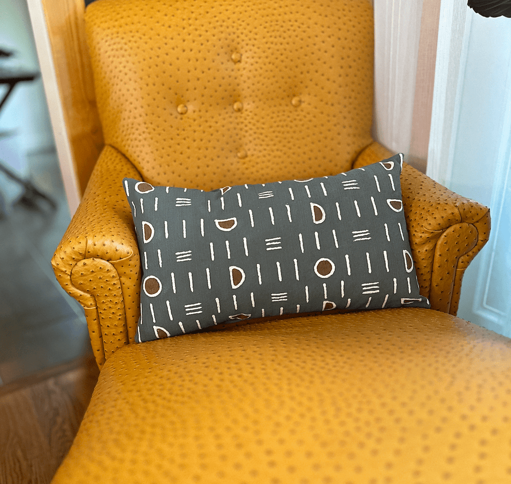 Dark Gray Mudcloth Lumbar Pillow Cover La Vie Bien Dark Gray Mudcloth Lumbar Pillow Cover