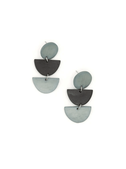 Dark Half Moon Stacked Earrings