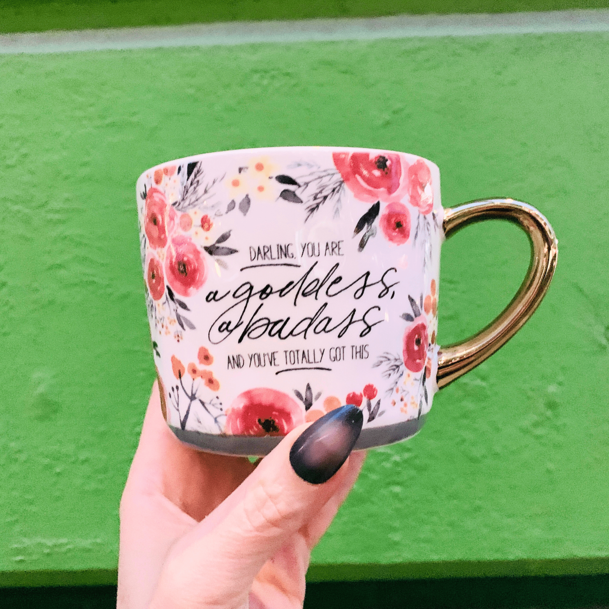 Darling You Are A Goddess A Badass Cozy Gold Handle Mug | Stoneware Coffee Tea Cup | 15oz