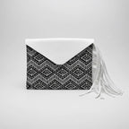 Darma Embroidered Clutch with Leather Fringe - Thailand Bags La Vie Bien Darma Embroidered Clutch with Leather Fringe - Thailand