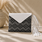 Darma Embroidered Clutch with Leather Fringe - Thailand Bags La Vie Bien Darma Embroidered Clutch with Leather Fringe - Thailand