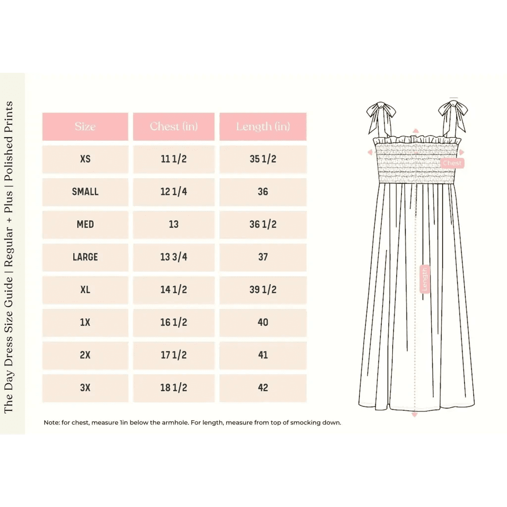 Day Dress with Shoulder Ties and Smocked Bodice