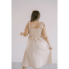Day Dress with Shoulder Ties and Smocked Bodice