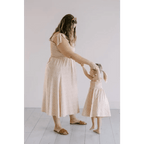 Day Dress with Shoulder Ties and Smocked Bodice