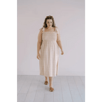 Day Dress with Shoulder Ties and Smocked Bodice