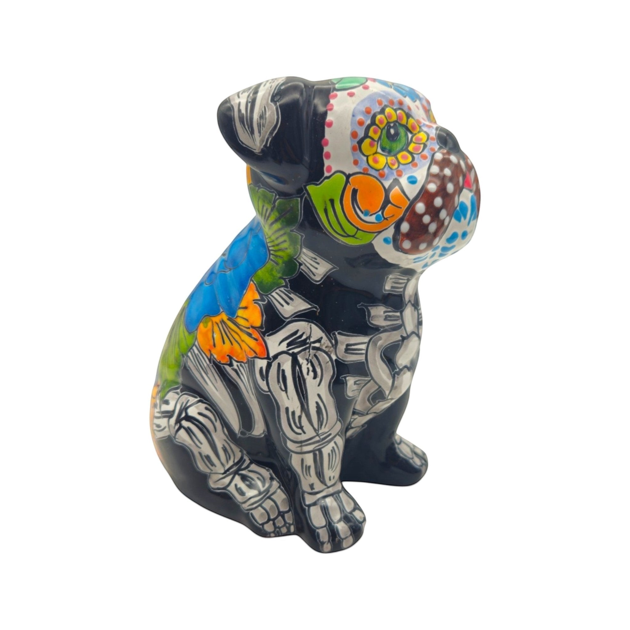 Day of the Dead Bulldog Figurine | Handmade Talavera Dog Statue Talavera Statue La Vie Bien Day of the Dead Bulldog Figurine | Handmade Talavera Dog Statue