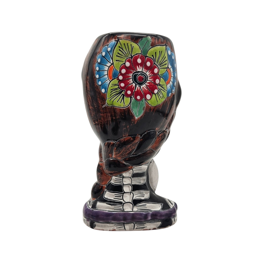 Day of the Dead Lady & Bunny Planter | Hand-Painted Talavera Pot Talavera Planter La Vie Bien Day of the Dead Lady & Bunny Planter | Hand-Painted Talavera Pot
