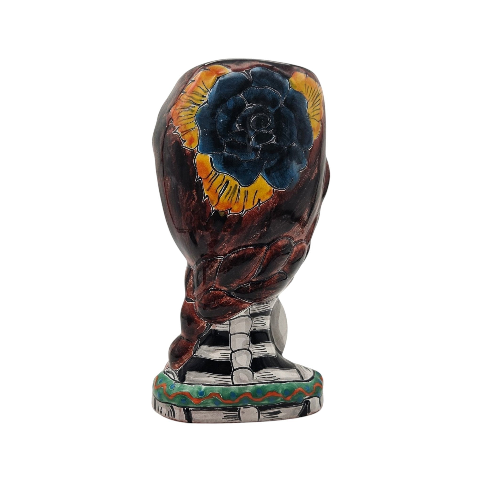 Day of the Dead Lady & Bunny Planter | Hand-Painted Talavera Pot Talavera Planter La Vie Bien Day of the Dead Lady & Bunny Planter | Hand-Painted Talavera Pot