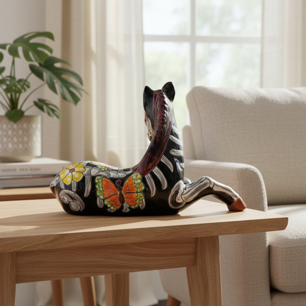 Day of the Dead Talavera Horse Planter | Hand-Painted Pottery Talavera Statue La Vie Bien Day of the Dead Talavera Horse Planter | Hand-Painted Pottery