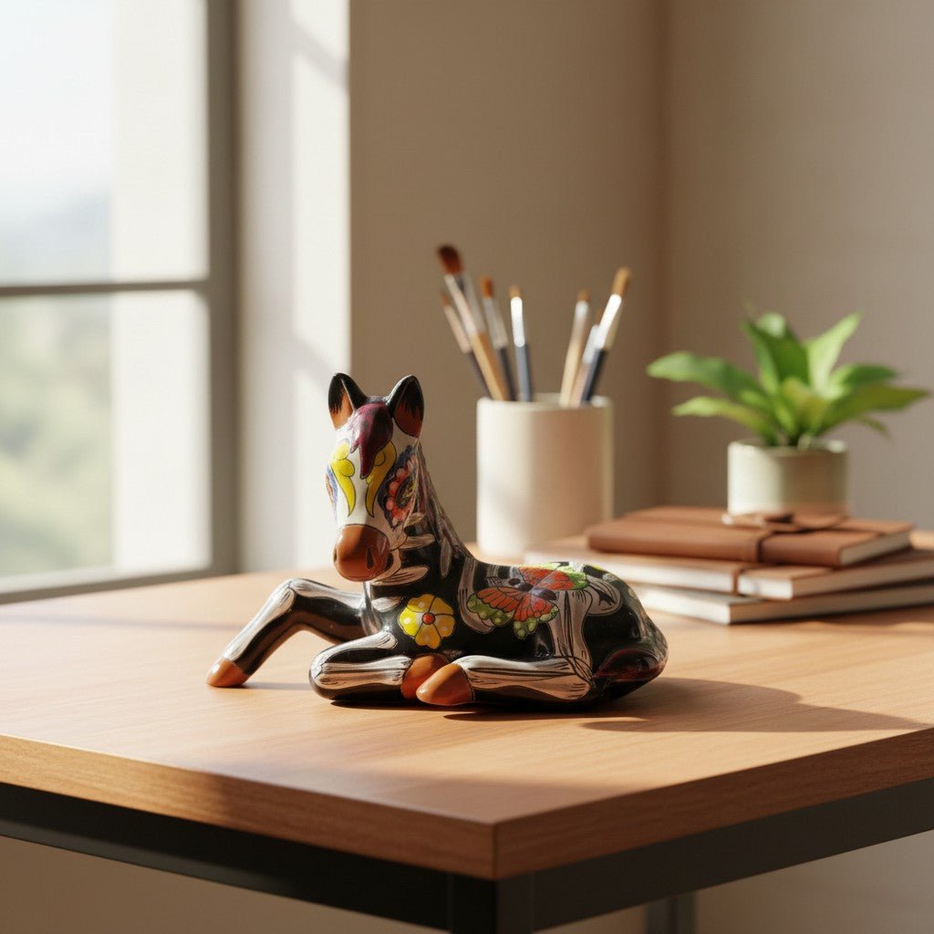 Day of the Dead Talavera Horse Planter | Hand-Painted Pottery Talavera Statue La Vie Bien Day of the Dead Talavera Horse Planter | Hand-Painted Pottery