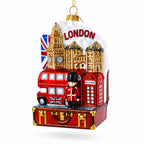 Landmarks of London, United Kingdom Glass Christmas Ornament