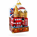 Landmarks of London, United Kingdom Glass Christmas Ornament