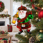 Scottish Kilt Santa with Whiskey Glass Christmas Ornament