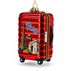 Paris Landmarks Suitcase Glass Christmas Ornament