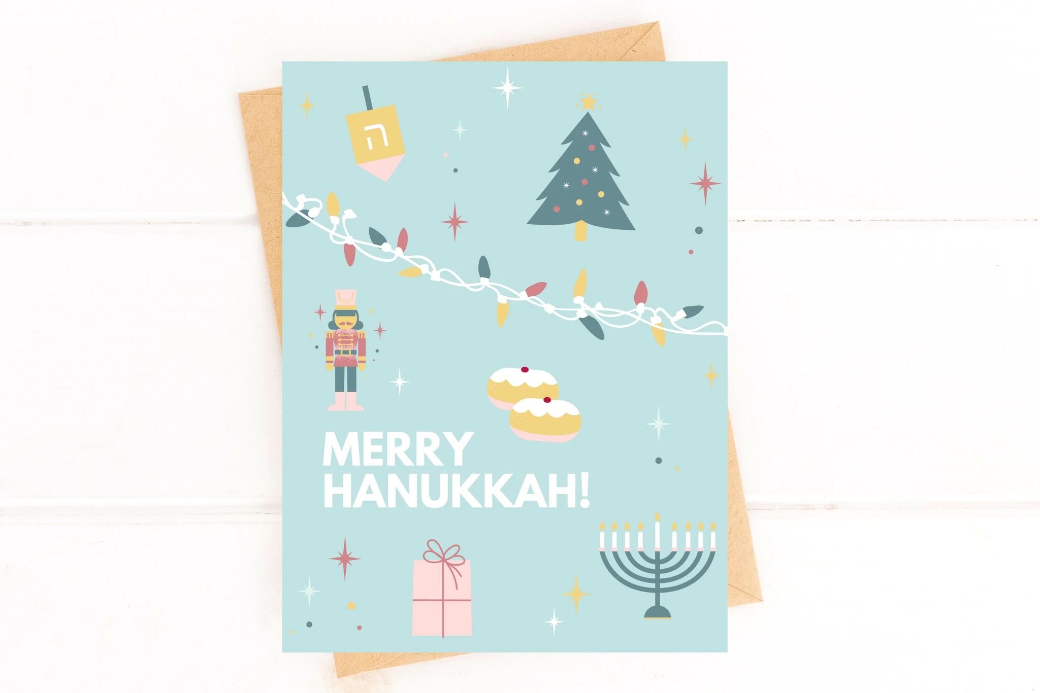 Merry Hanukkah Card for Hanukkah and Christmas by Five Dot Post