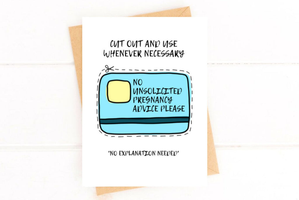 Funny Pregnancy Card – “No Unsolicited Pregnancy Advice” New Mom or Dad Card by Five Dot Post