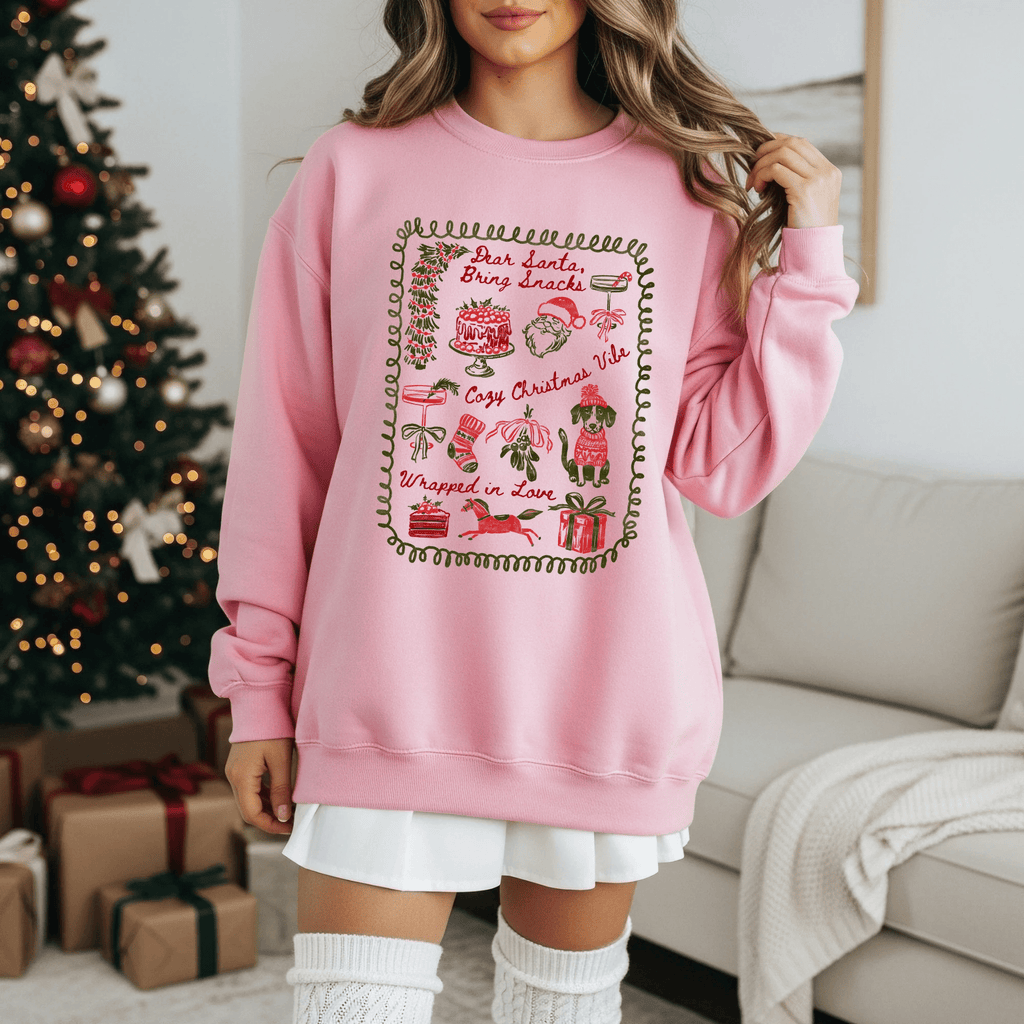 Dear Santa Bring Snacks adult sweatshirt, Christmas collection by Benny and Ray Apparel