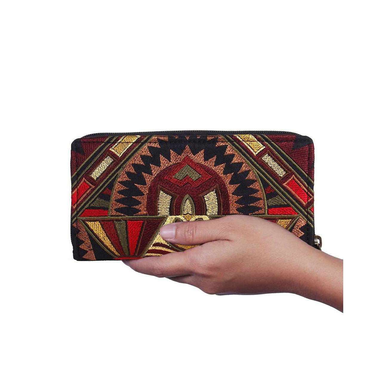 Deco Jaw Embroidered Wallet - Thailand Bags La Vie Bien Deco Jaw Embroidered Wallet - Thailand