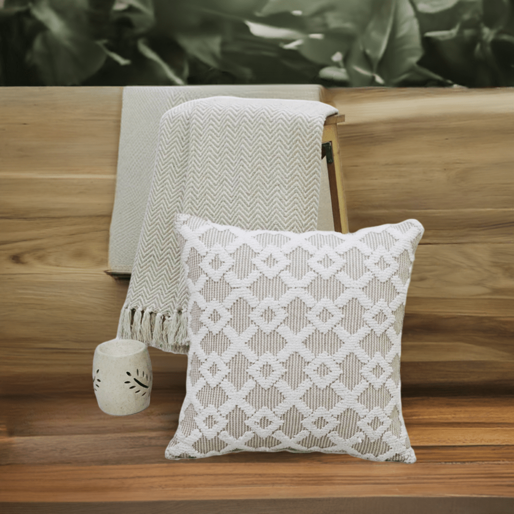 Decorative Beige Accent Throw Pillow 20"x20" Home Furnishings La Vie Bien Decorative Beige Accent Throw Pillow 20"x20"