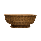 Decorative Debossed Cement Bowl / Planter, Woven Design by White Cliff Studio