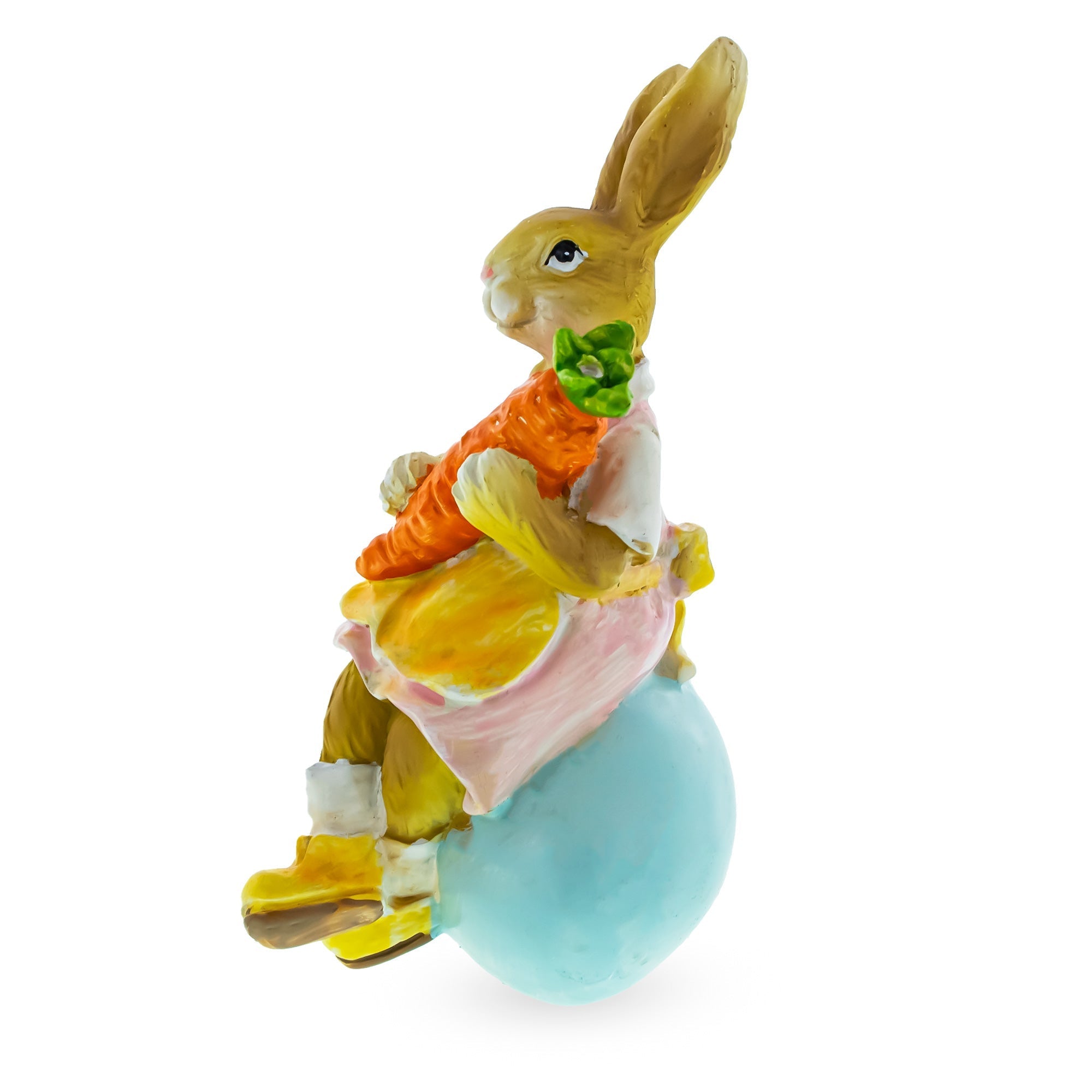 Decorative Easter Bunny on Egg with Carrot Vintage Holiday Figurine 5.2 Inches Tall Easter > Figurines > Bunnies La Vie Bien Decorative Easter Bunny on Egg with Carrot Vintage Holiday Figurine 5.2 Inches Tall