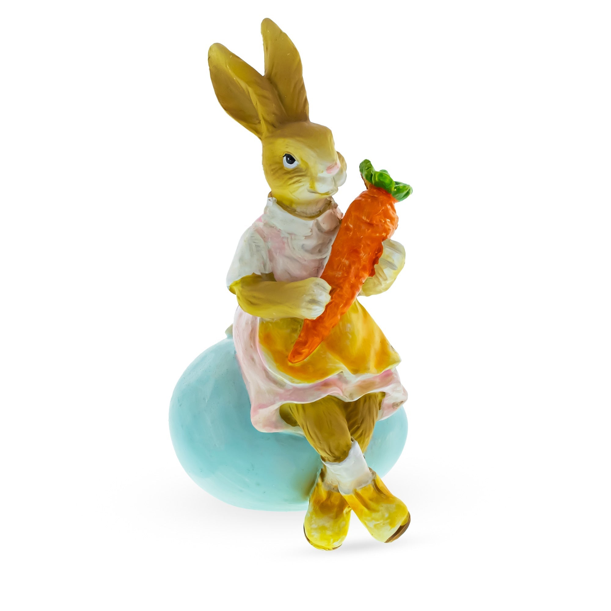 Decorative Easter Bunny on Egg with Carrot Vintage Holiday Figurine 5.2 Inches Tall Easter > Figurines > Bunnies La Vie Bien Decorative Easter Bunny on Egg with Carrot Vintage Holiday Figurine 5.2 Inches Tall