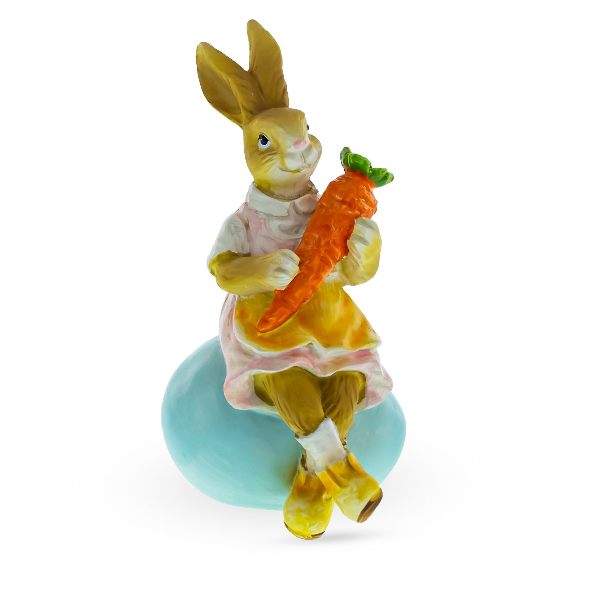 Decorative Easter Bunny on Egg with Carrot Vintage Holiday Figurine 5.2 Inches Tall Easter > Figurines > Bunnies La Vie Bien Decorative Easter Bunny on Egg with Carrot Vintage Holiday Figurine 5.2 Inches Tall